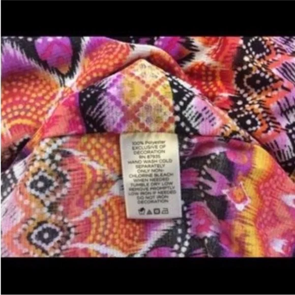 SUSAN GRAVER Colorful GEOMETRIC Southwest Print PONCHO Top Size LARGE - Picture 5 of 9